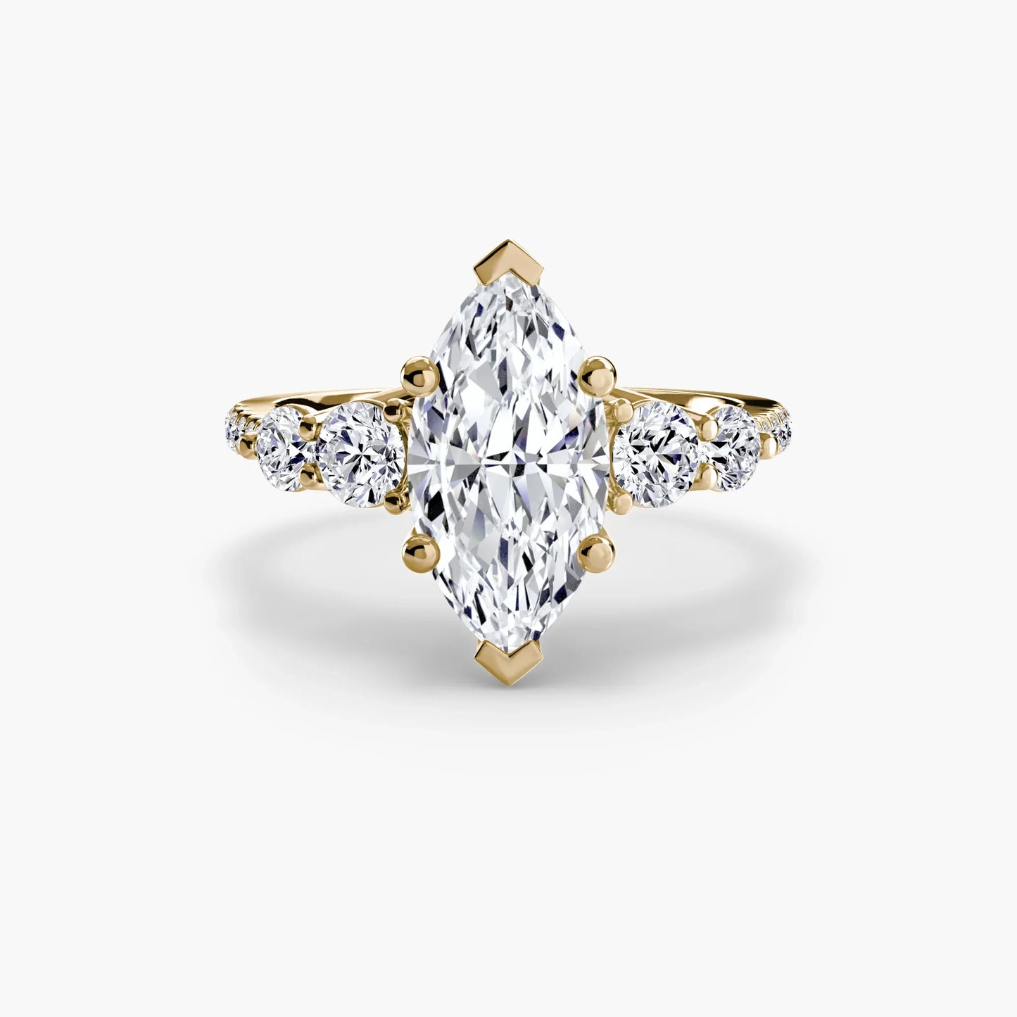 Five Stone Ring with Pavé Band