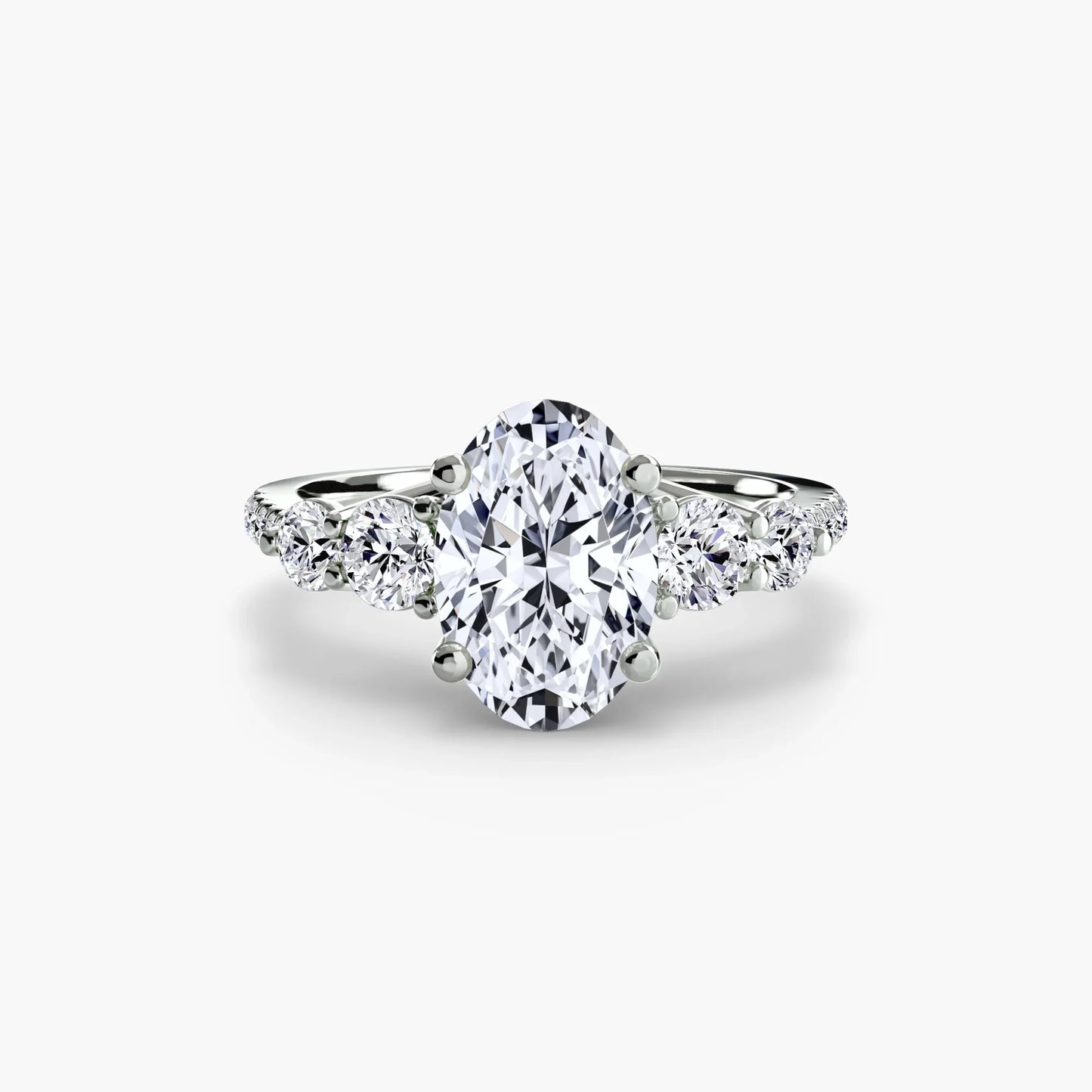 Five Stone Ring with Pavé Band