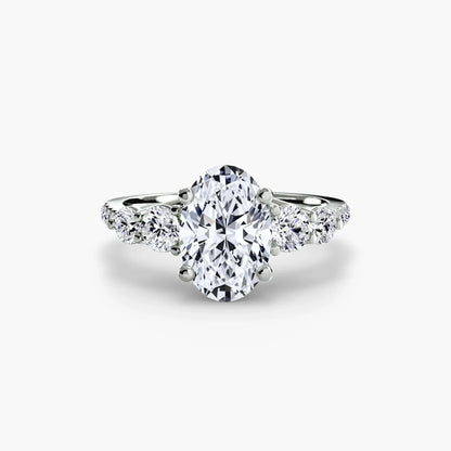 Five Stone Ring with Pavé Band