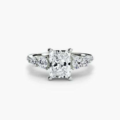 Five Stone Ring with Pavé Band
