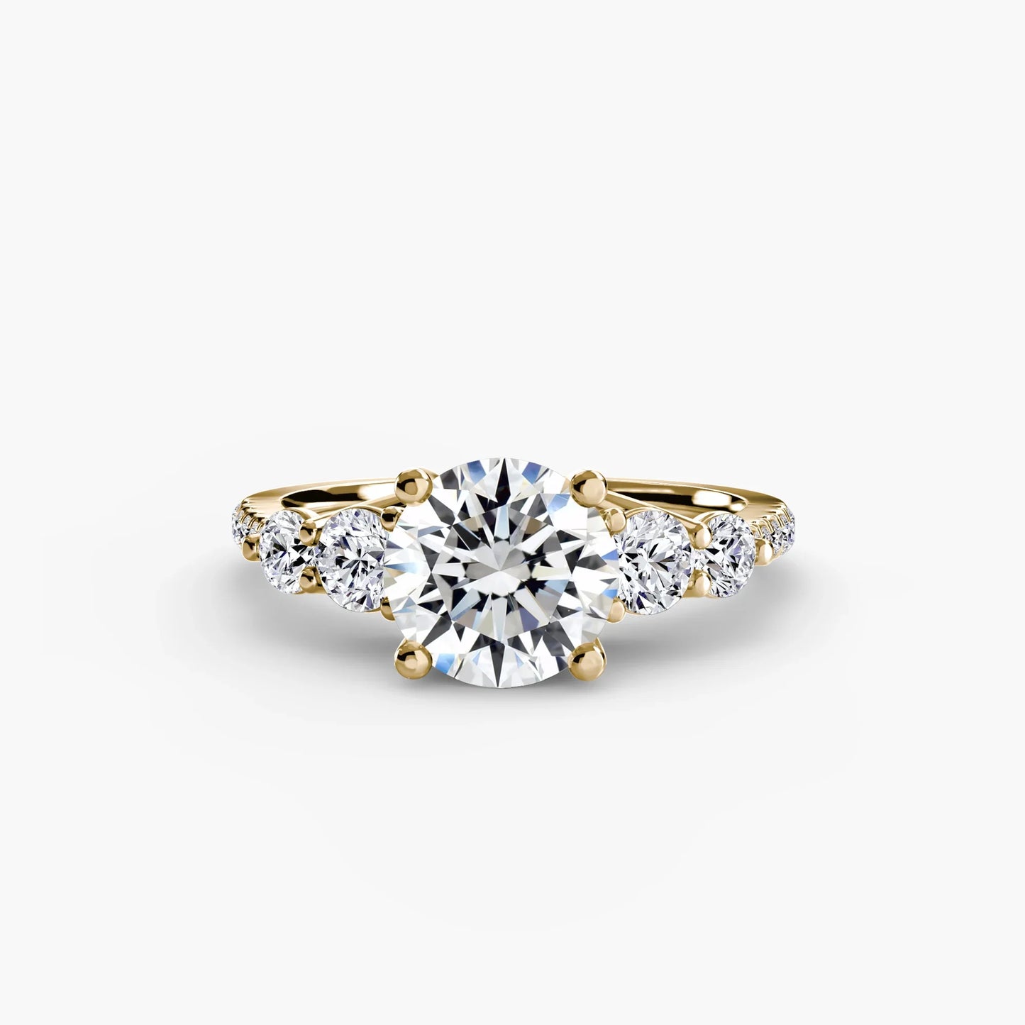 Five Stone Ring with Pavé Band