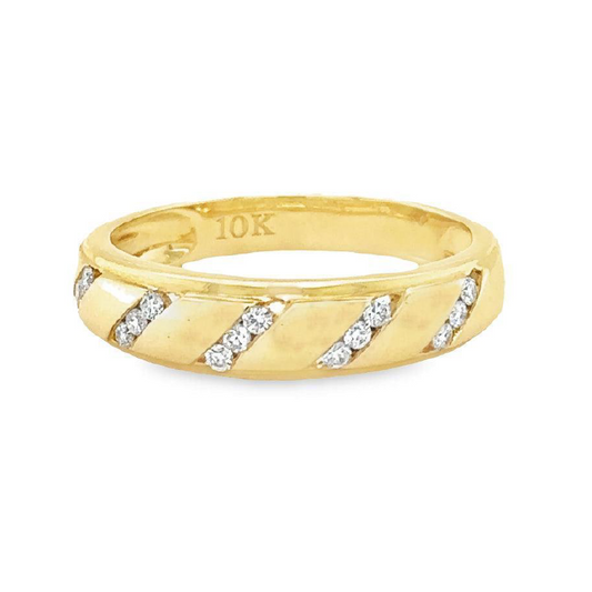 10K Yellow Gold 0.20TDW Diamond Men's Band