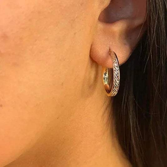 10K White And Yellow Gold Fancy Broad Hoop Earrings