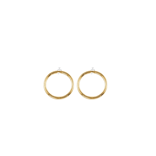 10K Yellow Gold 14mm Sleeper Earrings