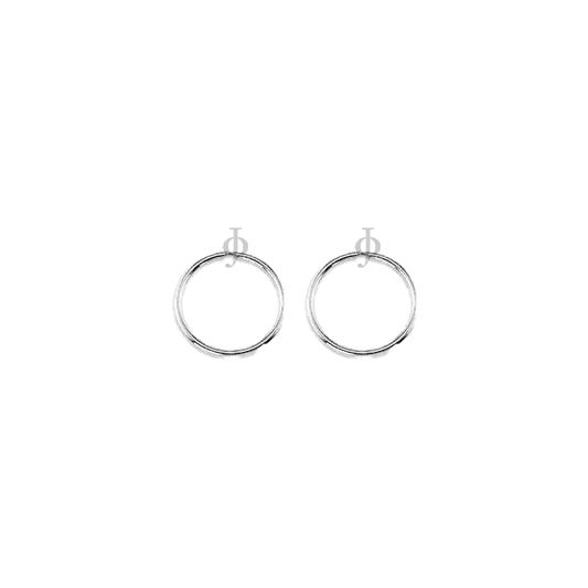 10K White Gold 14mm Sleeper Earrings