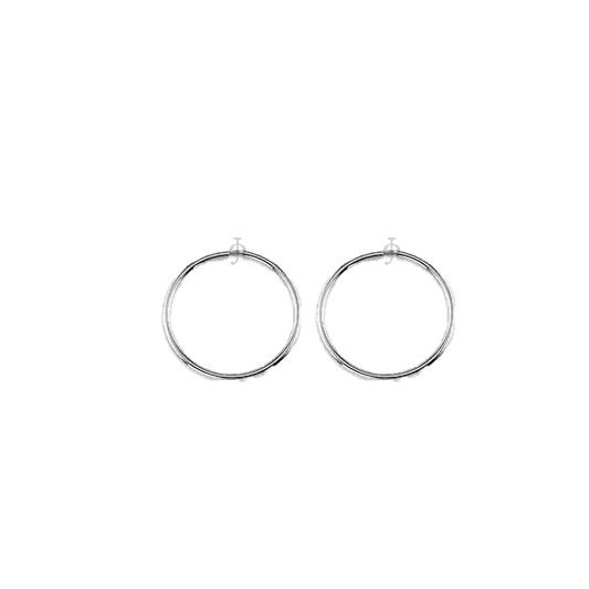 10K White Gold 17mm Sleeper Earrings