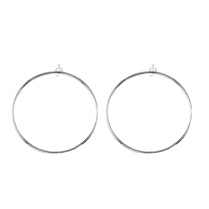 10K White Gold 32mm Sleeper Earrings