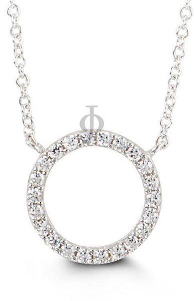 10K White Gold CZ Circle of Life Pendant with Chain
