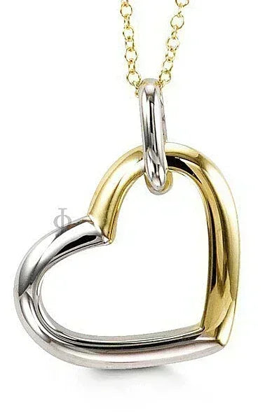 10K Yellow and White Gold Angular Heart Pendant