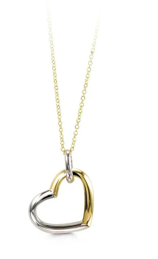 10K Yellow and White Gold Angular Heart Pendant