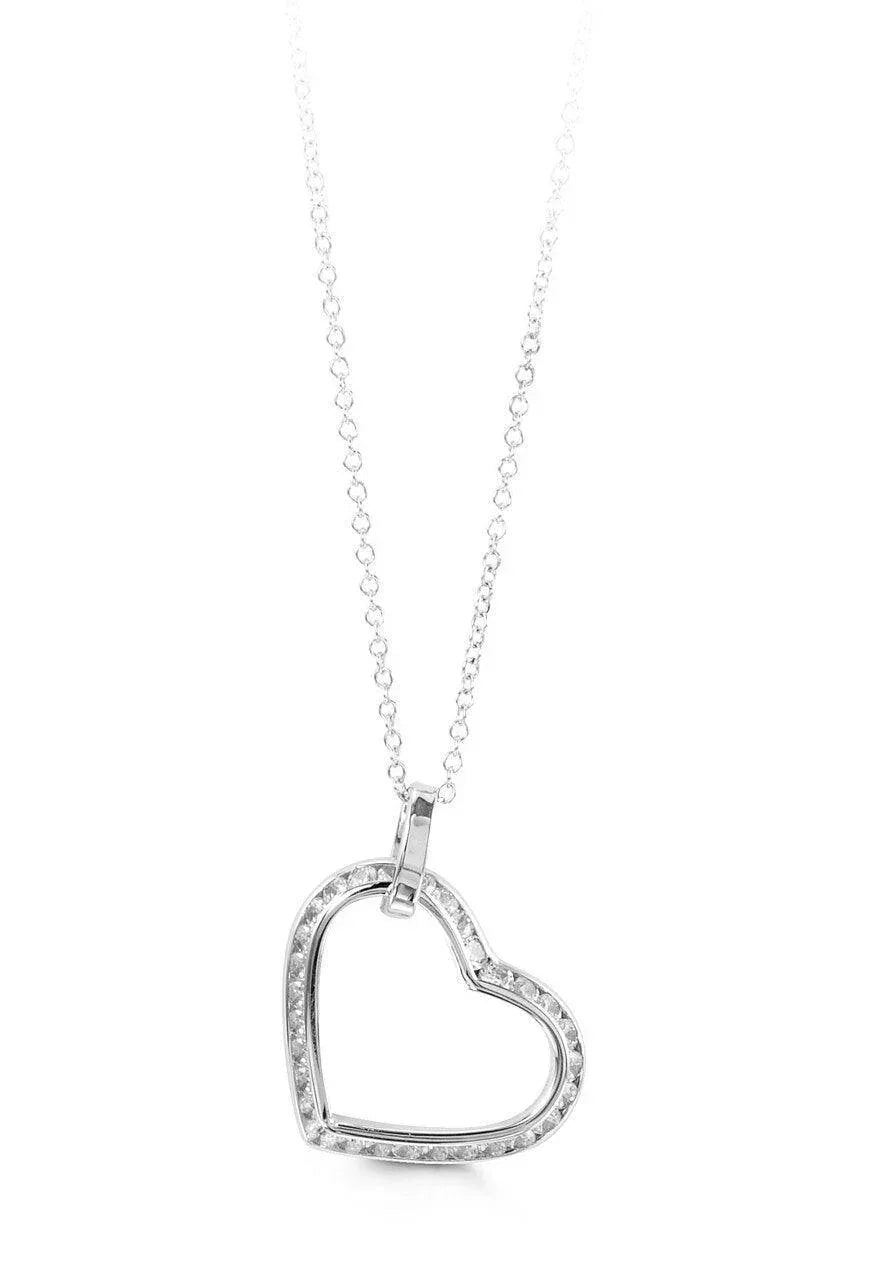 10K White Gold Angular CZ Heart Pendant