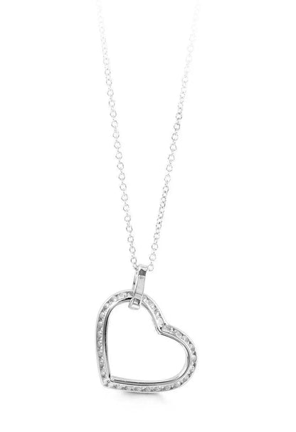 10K White Gold Angular CZ Heart Pendant