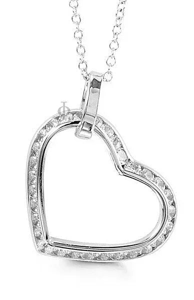 10K White Gold Angular CZ Heart Pendant