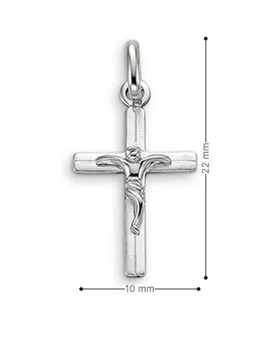 10 Karat White Gold Crucifix Cross Religious Pendant