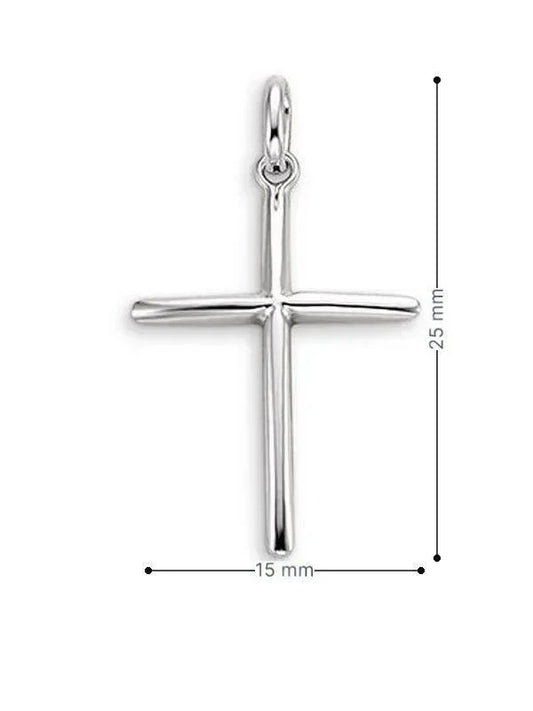 10 Karat White Gold Simple Religious Cross Pendant