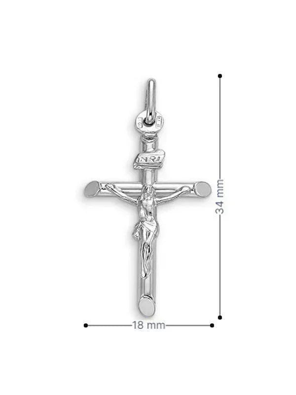 10k White Gold Religious Italian Cross With Crucifix