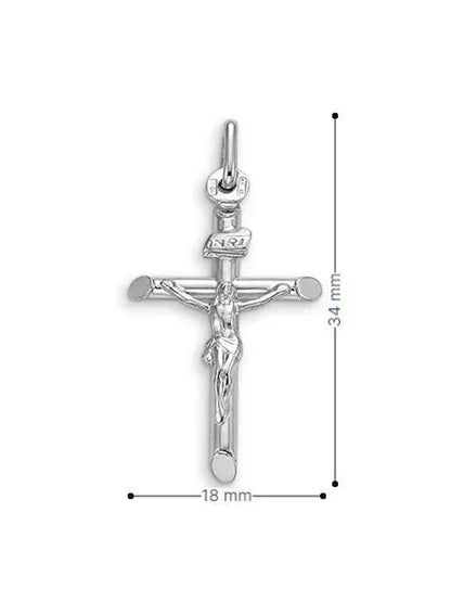 10k White Gold Religious Italian Cross With Crucifix
