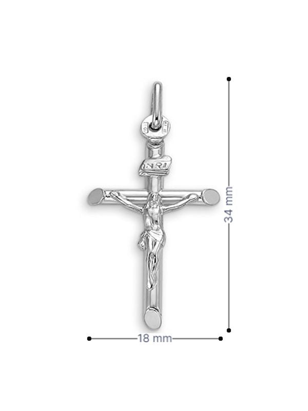 10k White Gold Religious Italian Cross With Crucifix