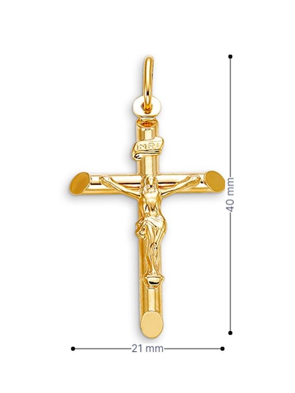 10 karat Yellow Gold Religious Italian Medium Cross With Crucifix