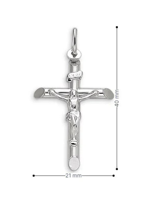 10 karat White Gold Religious Italian Medium Cross With Crucifix