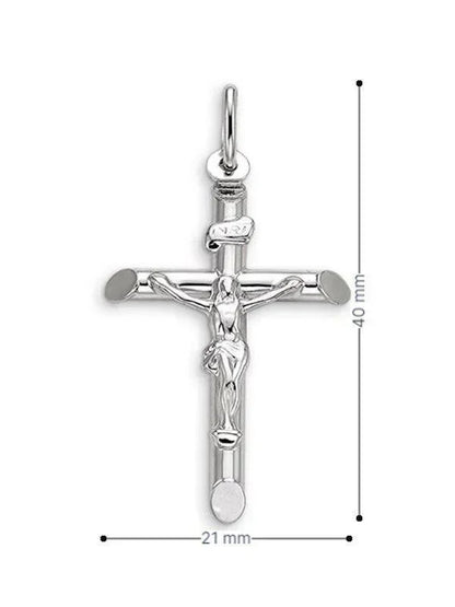 10 karat White Gold Religious Italian Medium Cross With Crucifix