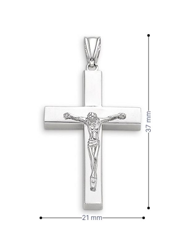 10 Karat White Gold Flat Religious Classic Italian Cross with Crucifix