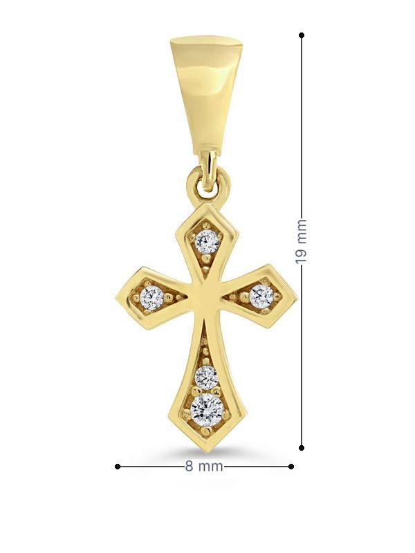 10K Yellow Gold Cubic Zirconia Religious Cross Pendant
