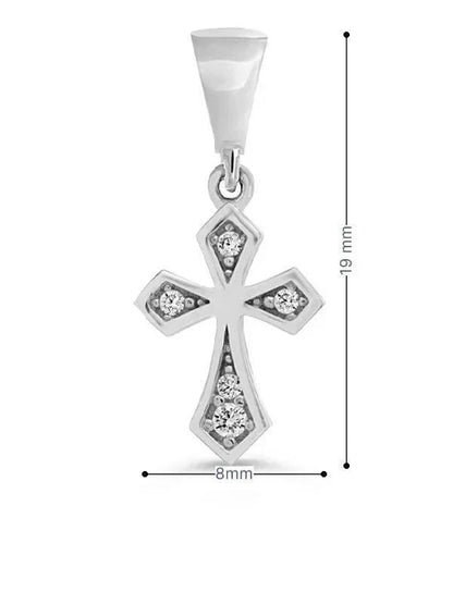 10K White Gold Cubic Zirconia Religious Cross Pendant