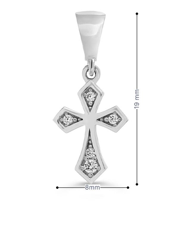 10K White Gold Cubic Zirconia Religious Cross Pendant