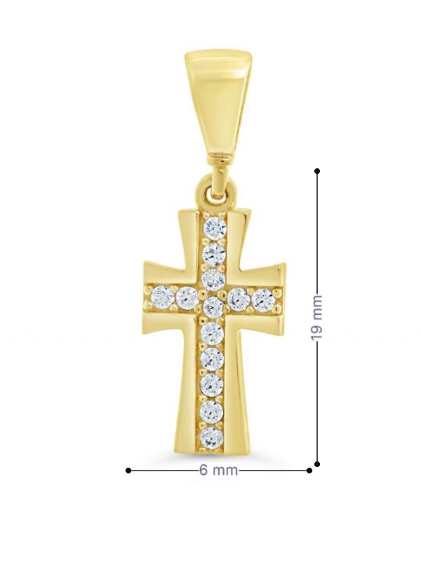 10K Yellow Gold Cross Religious Pendant with Cubic Zirconia Accents