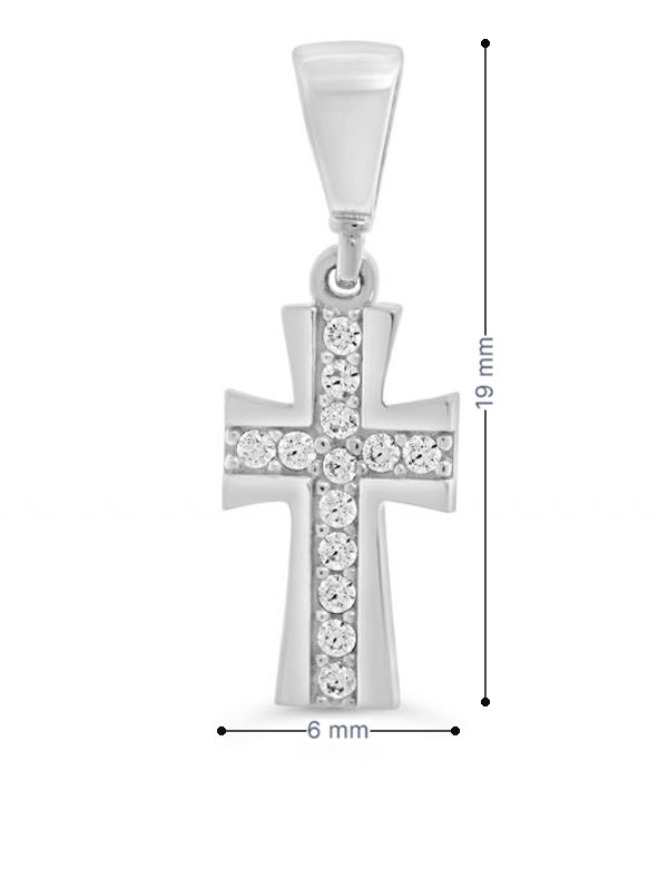 10K White Gold Cross Religious Pendant with Cubic Zirconia Accents