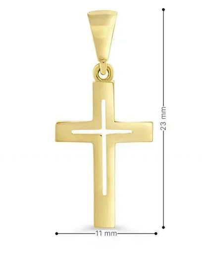 10 Karat Yellow Gold Flat Italian Cross Pendant
