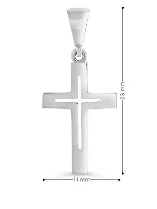 10 Karat White Gold Flat Italian Cross Pendant