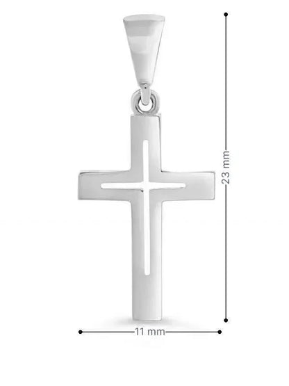 10 Karat White Gold Flat Italian Cross Pendant