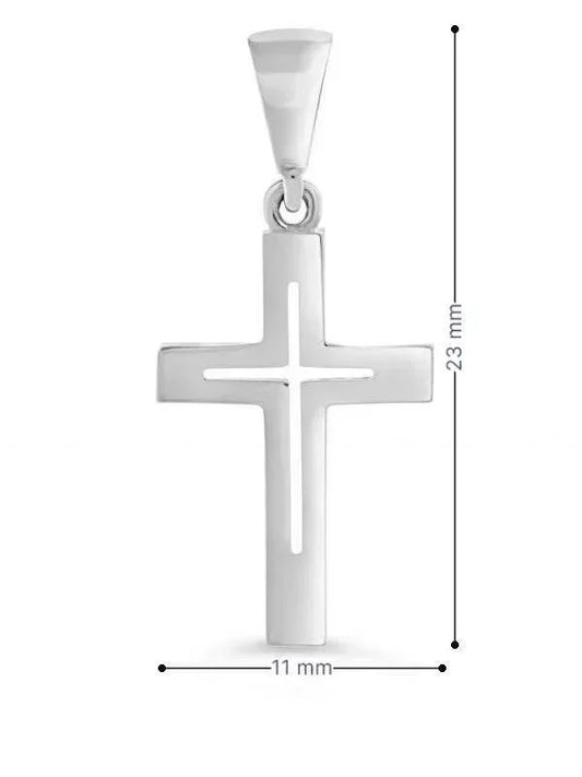 10 Karat White Gold Flat Italian Cross Pendant