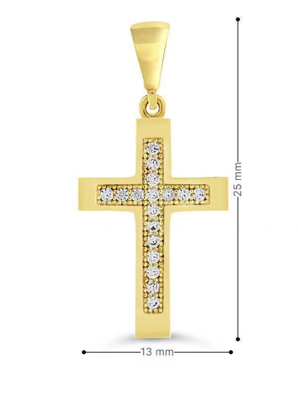 10 Karat Yellow Gold Cubic Zirconia Cross Pendant
