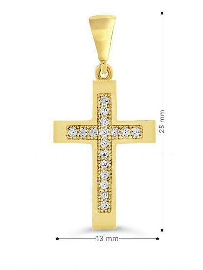 10 Karat Yellow Gold Cubic Zirconia Cross Pendant