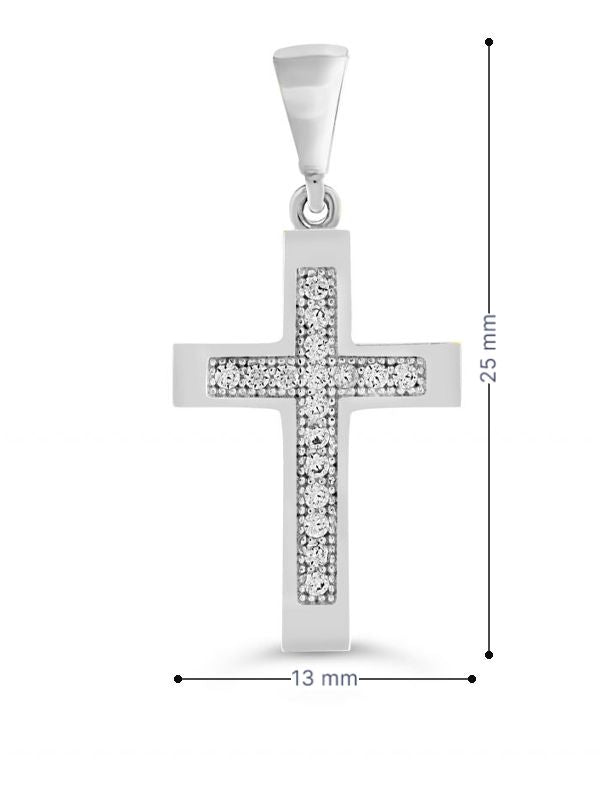 10 Karat White Gold Cubic Zirconia Cross Pendant