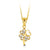 10K Yellow Gold CZ Clover Heart Charm Pendant with Chain