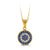 10K Yellow Gold Clear and Blue CZ Charm Pendant with Chain