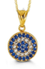 10K Yellow Gold Clear and Blue CZ Charm Pendant with Chain