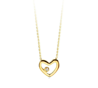 10K Yellow Gold Diamond Heart Necklace with Chain