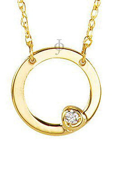 10K Yellow Gold Diamond Circle Necklace with Chain