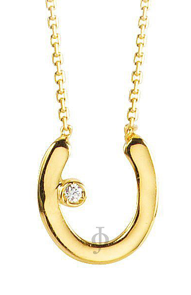 10K Yellow Gold Diamond Horse Shoe Necklace with Chain