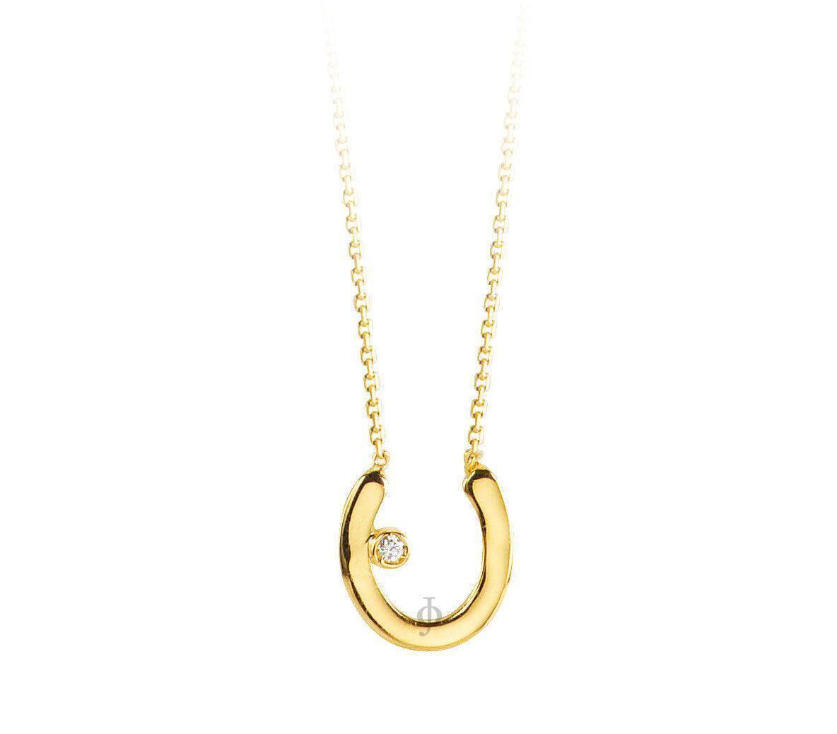 10K Yellow Gold Diamond Horse Shoe Necklace with Chain