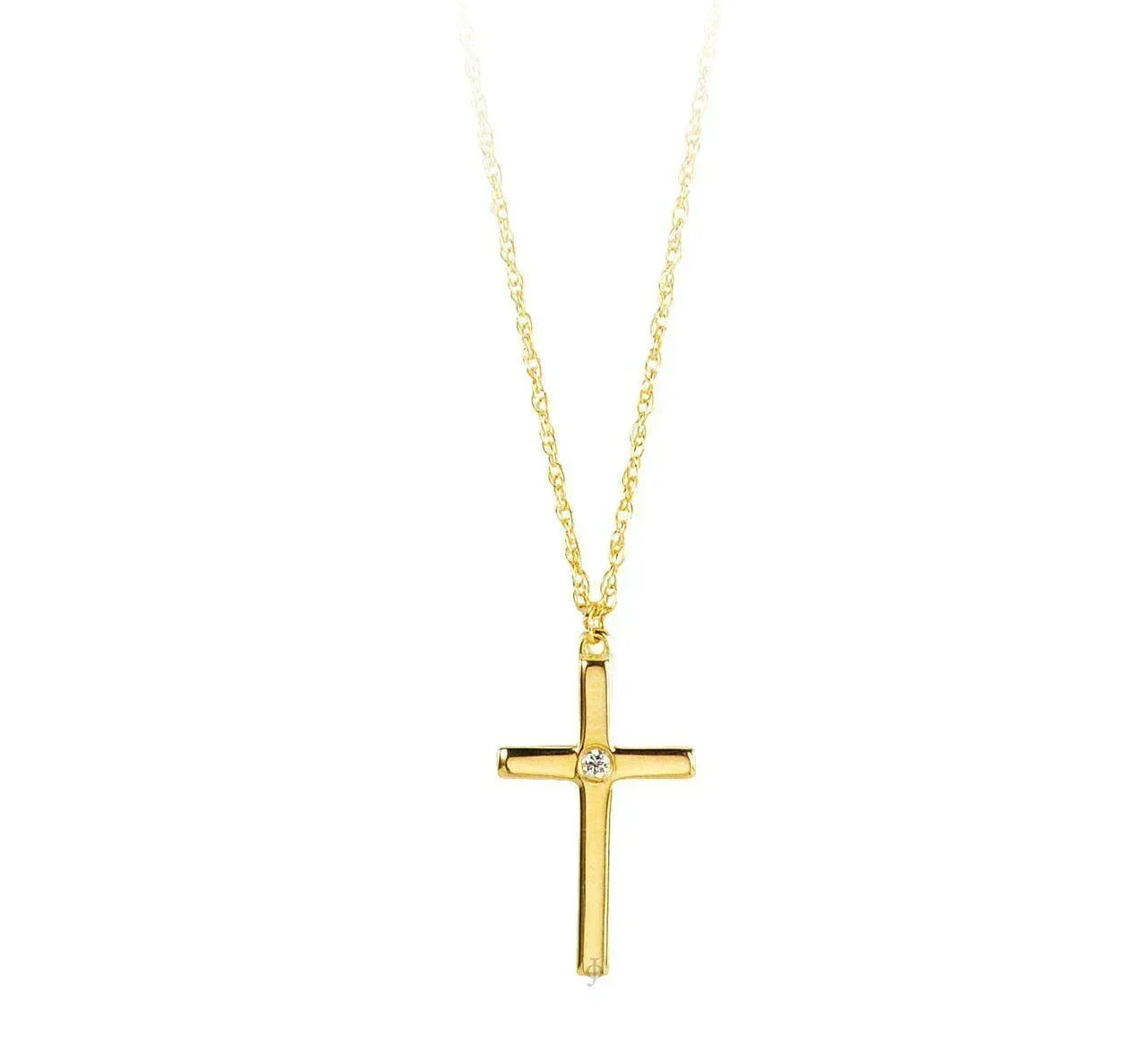 10K Yellow Gold Diamond Cross Pendant with Chain