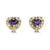 14K Yellow Gold Purple Heart Shape CZ Baby Earrings