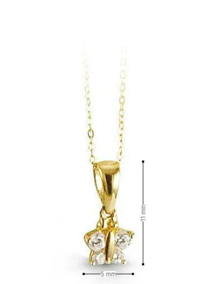10k Yellow Gold Butterfly Shape White CZ Baby Pendant