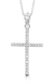 10K White Gold Classic CZ Cross Pendant with Chain