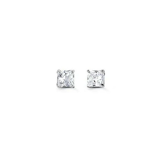 14K White Gold 3mm Square CZ Stud Earrings